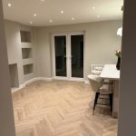 Desert oak herringbone in open space