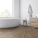 Mocha Oak Herringbone in your bathroom