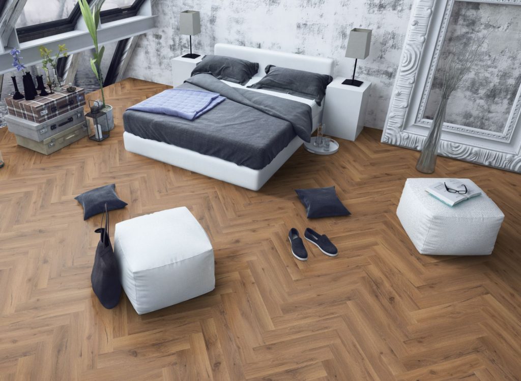 Oak Robust Fumed Herringbone flooring for your bedroom