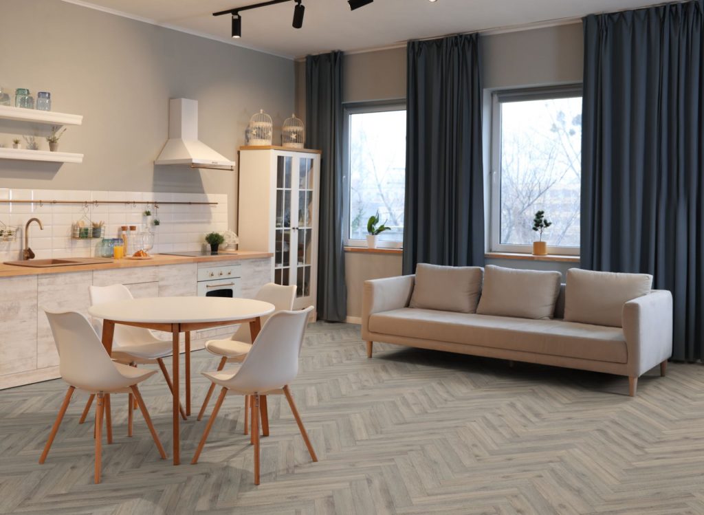 Volcanic Oak Herringbone flooring for your lounge