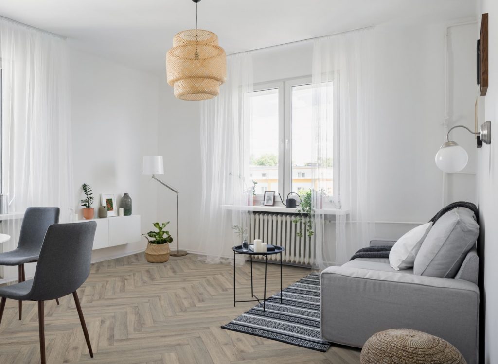 Volcanic Oak Herringbone flooring lifestyle