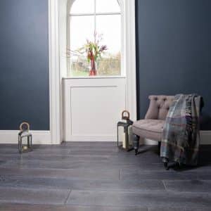 Black with white grain flooring