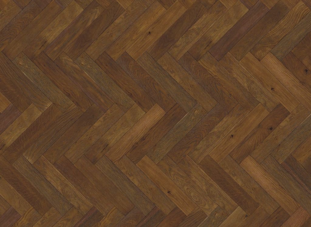 Oak Double Smoked Herringbone flooring close up