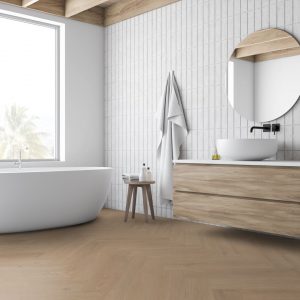 Sahara Oak Herringbone flooring for your bathroom