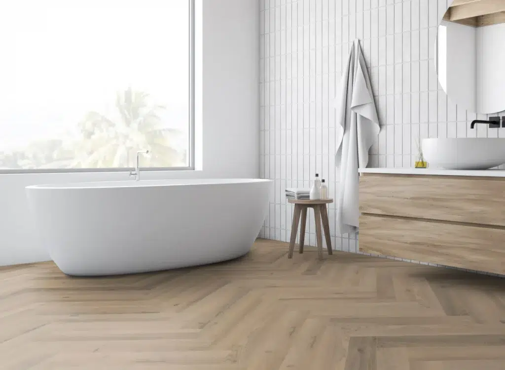 Greige Oak Herringbone flooring in London