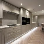 Desert oak flooring installation in kitchen