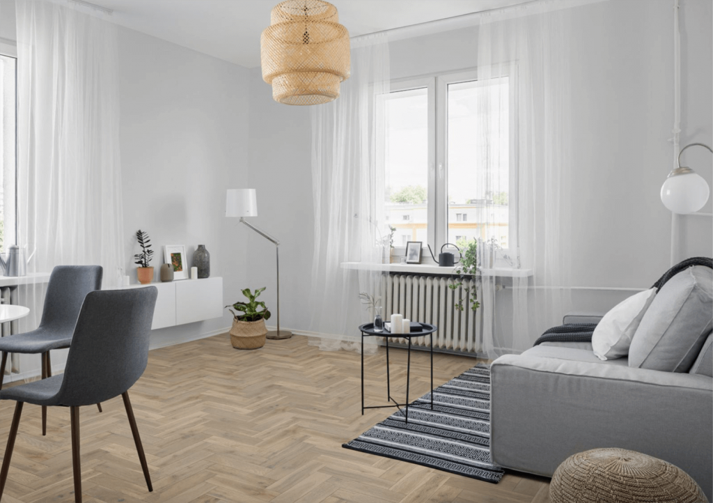 P3-HER-PG Pearl Grey Oak Herringbone flooring Lifestyle 3
