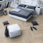 SPC-HER-SSO Seashell Oak Herringbone flooring in bedroom